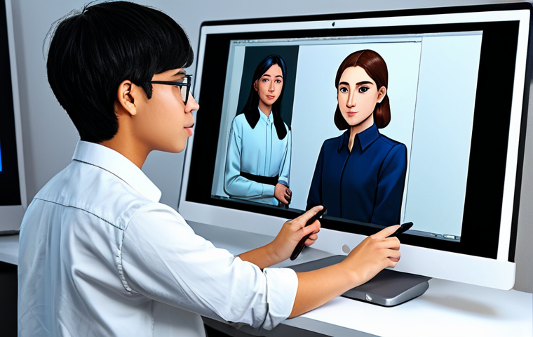 A young adult professional webtoon artist, fully clothed in modest, modern attire, intensely focused on a large digital drawing tablet, their hand holding a stylus. The setting is a contemporary, well-lit digital art studio, clean and organized, with a vibrant webtoon panel displayed on a second monitor in the background, showing diverse characters and an engaging scene. Subtle glow emanates from the screens. Professional photography, clean lines, high resolution, soft studio lighting. perfect anatomy, correct proportions, natural pose, well-formed hands, proper finger count, natural body proportions, safe for work, appropriate content, fully clothed, professional, modest, family-friendly.
