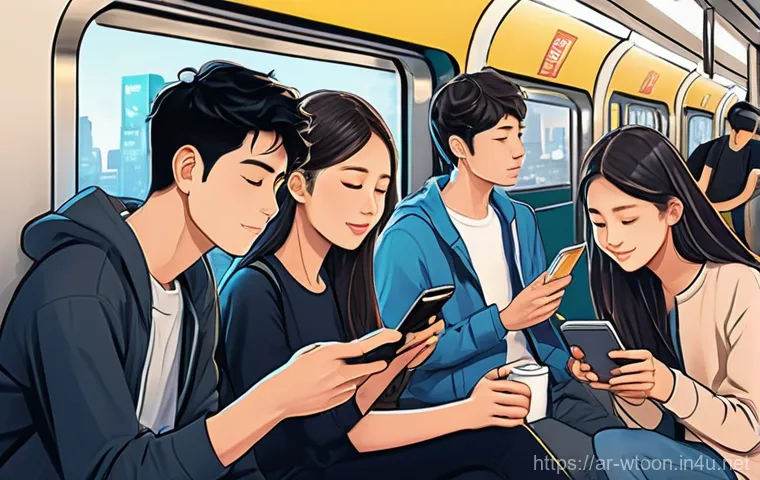 웹툰작가 업계 트렌드 전망 - **Prompt 1: The Global Webtoon Reader** "A diverse group of people from different corners of the...