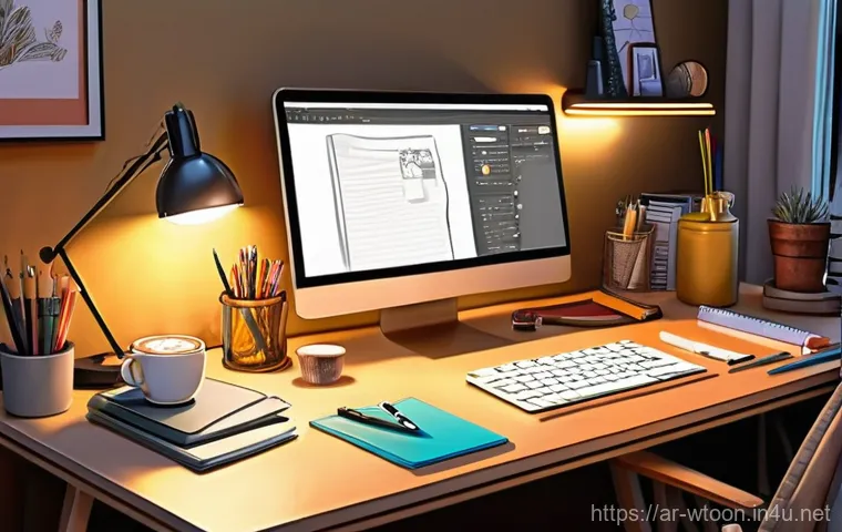 웹툰작가가 참여한 국내외 공모전 - **Prompt:** A young, determined webtoon artist, gender-neutral, with a focused yet hopeful expressio...